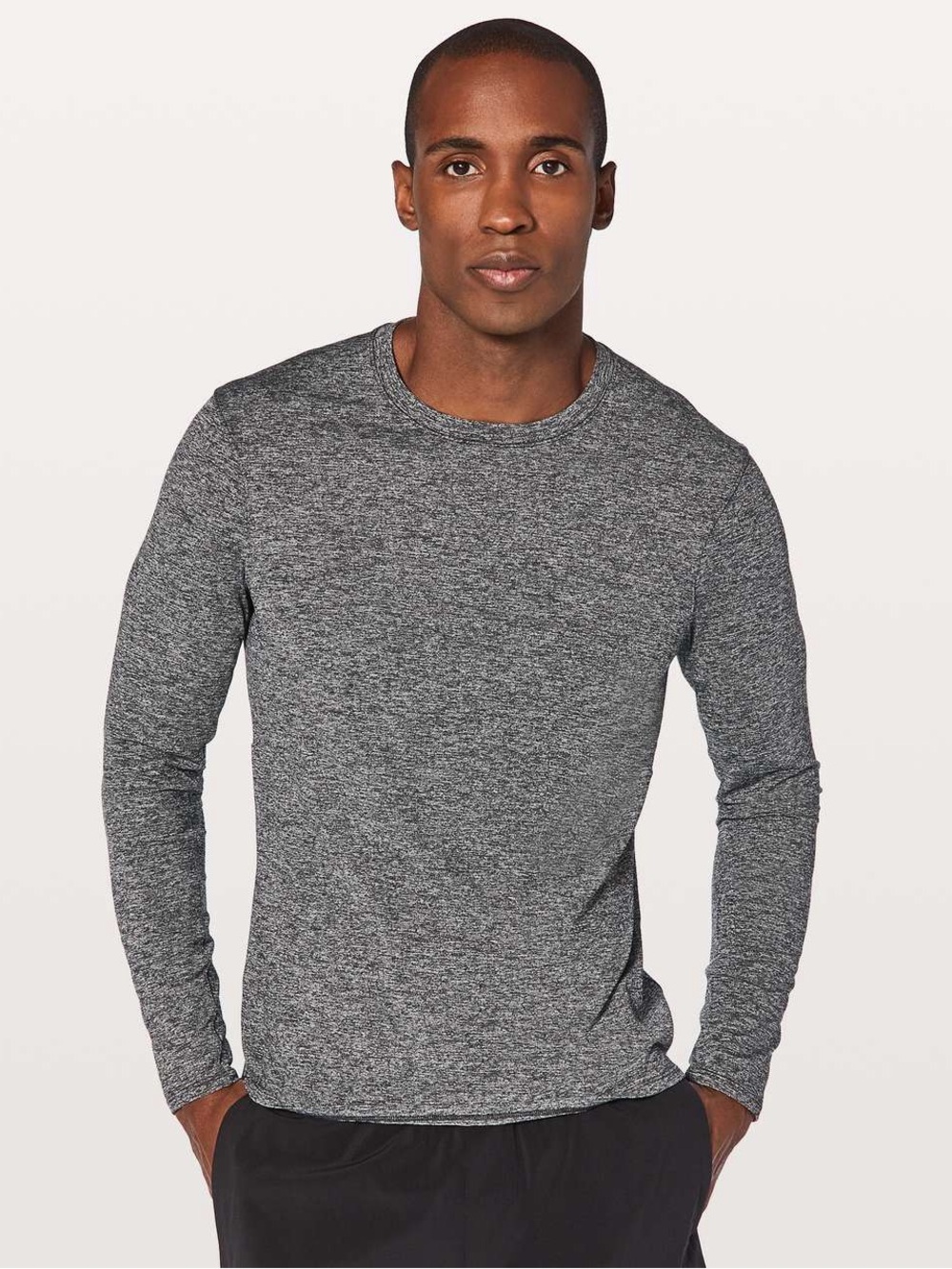 Lululemon Men's Heather Gray Long-Sleeve Crewneck Shirt gym hiking outdoor large